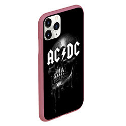 Чехол iPhone 11 Pro матовый AC DC - большой череп с подтеками, цвет: 3D-малиновый — фото 2