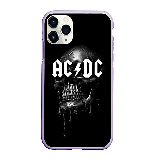 Чехол iPhone 11 Pro матовый AC DC - большой череп с подтеками / 3D-Светло-сиреневый – фото 1