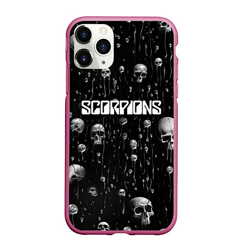 Чехол iPhone 11 Pro матовый Scorpions rock group / 3D-Малиновый – фото 1