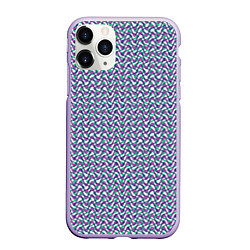 Чехол iPhone 11 Pro матовый Волнистые полосы текстурированный сиренево-бирюзов, цвет: 3D-светло-сиреневый