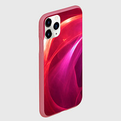 Чехол iPhone 11 Pro матовый Красно-розовый энергетический хаос волн, цвет: 3D-малиновый — фото 2