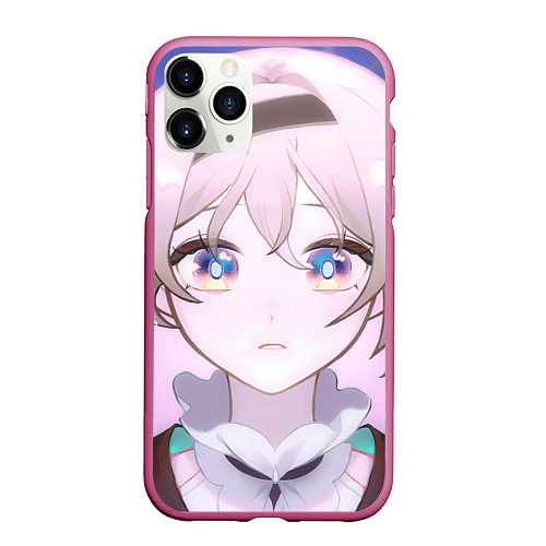 Чехол iPhone 11 Pro матовый Honkai Star Rail Firefly smile / 3D-Малиновый – фото 1