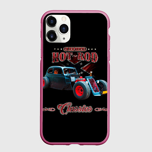 Чехол iPhone 11 Pro матовый Кастомный хотрод / 3D-Малиновый – фото 1