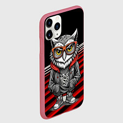 Чехол iPhone 11 Pro матовый Сова в стильной одежде модница, цвет: 3D-малиновый — фото 2