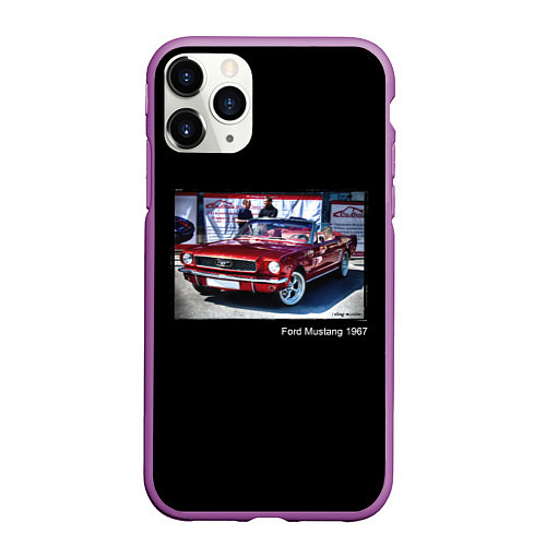 Чехол iPhone 11 Pro матовый Ford Mustang кабриолет модель 1967 года / 3D-Фиолетовый – фото 1