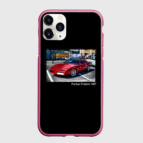 Чехол iPhone 11 Pro матовый Ретро автомобиль Pontiac Firebird 1987 года / 3D-Малиновый – фото 1