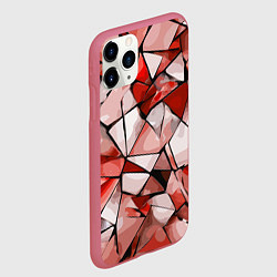 Чехол iPhone 11 Pro матовый Чёрно-красная абстракция и чёрные полосы, цвет: 3D-малиновый — фото 2