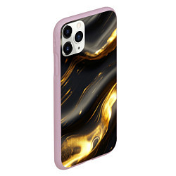 Чехол iPhone 11 Pro матовый Черно-золотая волнистая текстура, цвет: 3D-розовый — фото 2