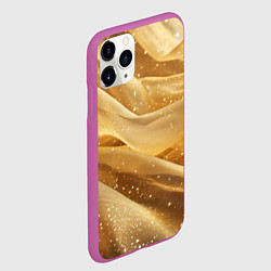 Чехол iPhone 11 Pro матовый Золотистая текстура с блестками, цвет: 3D-фиолетовый — фото 2