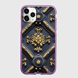 Чехол iPhone 11 Pro матовый Классические объемные золотые узоры