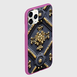 Чехол iPhone 11 Pro матовый Классические объемные золотые узоры, цвет: 3D-фиолетовый — фото 2