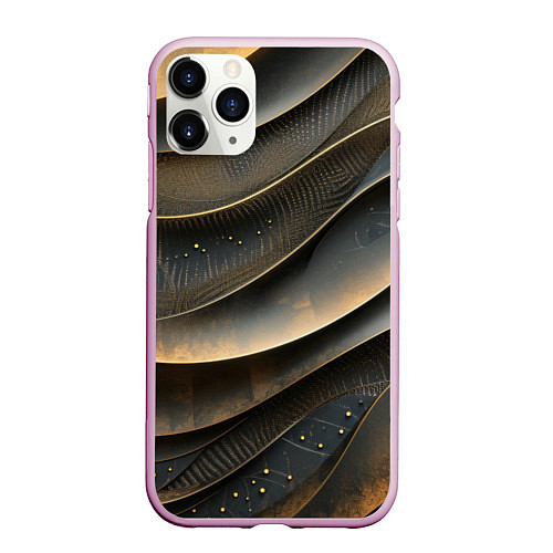 Чехол iPhone 11 Pro матовый Лакшери текстура с узорами / 3D-Розовый – фото 1
