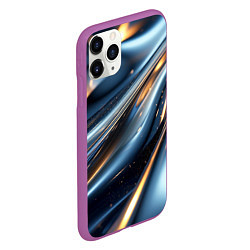 Чехол iPhone 11 Pro матовый Синяя обтекаемая текстура, цвет: 3D-фиолетовый — фото 2