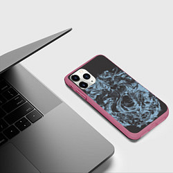 Чехол iPhone 11 Pro матовый Клинок рассекающий демонов Незуко рябь, цвет: 3D-малиновый — фото 2
