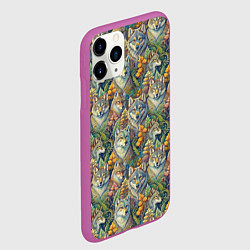 Чехол iPhone 11 Pro матовый Волки паттерн, цвет: 3D-фиолетовый — фото 2