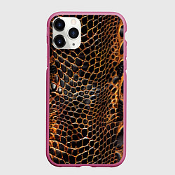 Чехол iPhone 11 Pro матовый Реалистичная кожа змеи темно коричневая
