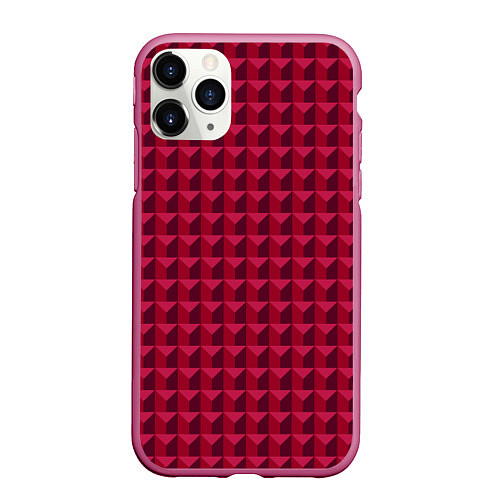 Чехол iPhone 11 Pro матовый Бордовая мозаика / 3D-Малиновый – фото 1