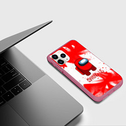 Чехол iPhone 11 Pro матовый Амонг ас красный огонь, цвет: 3D-малиновый — фото 2