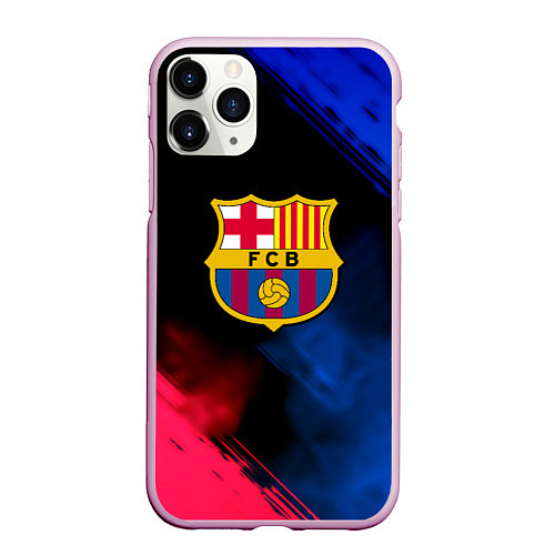 Чехол iPhone 11 Pro матовый Barcelona fc club gradient smoke / 3D-Розовый – фото 1