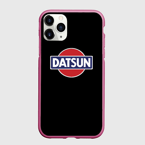 Чехол iPhone 11 Pro матовый Datsun logo / 3D-Малиновый – фото 1