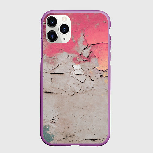 Чехол iPhone 11 Pro матовый Старая стена с краской / 3D-Фиолетовый – фото 1