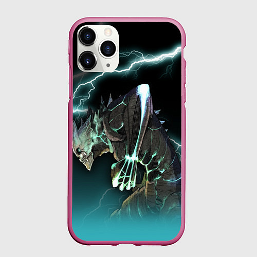 Чехол iPhone 11 Pro матовый Кайдзю / 3D-Малиновый – фото 1