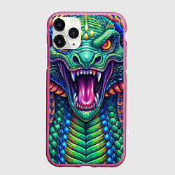 Чехол iPhone 11 Pro матовый Крупная змея фэнтези, цвет: 3D-малиновый