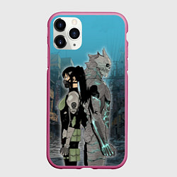 Чехол iPhone 11 Pro матовый Хибино и Аширо -Кайдзю номер 8, цвет: 3D-малиновый