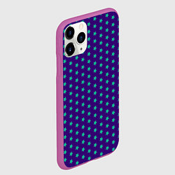 Чехол iPhone 11 Pro матовый Зеленые звезды паттерн, цвет: 3D-фиолетовый — фото 2