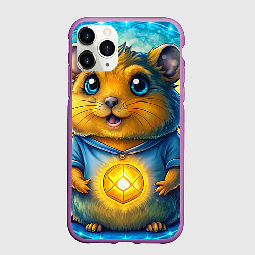 Чехол iPhone 11 Pro матовый Хомяк в криптовалюте / 3D-Фиолетовый – фото 1