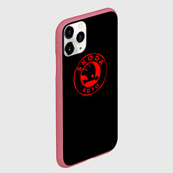 Чехол iPhone 11 Pro матовый Skoda red logo, цвет: 3D-малиновый — фото 2