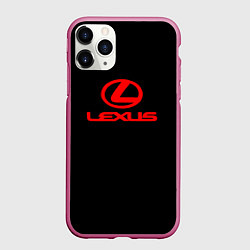 Чехол iPhone 11 Pro матовый Lexus red logo, цвет: 3D-малиновый