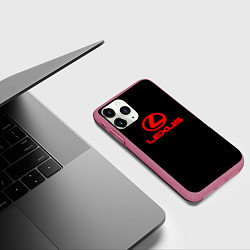Чехол iPhone 11 Pro матовый Lexus red logo, цвет: 3D-малиновый — фото 2
