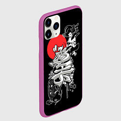 Чехол iPhone 11 Pro матовый Японская гейша и карп кои, цвет: 3D-фиолетовый — фото 2