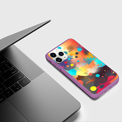 Чехол iPhone 11 Pro матовый Акварельная абстракция - нейросеть, цвет: 3D-фиолетовый — фото 2