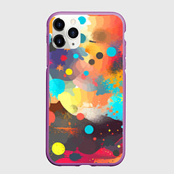 Чехол iPhone 11 Pro матовый Акварельная абстракция - нейросеть, цвет: 3D-фиолетовый