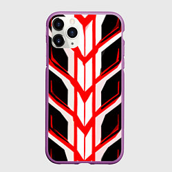 Чехол iPhone 11 Pro матовый Красные полосы на чёрно-белом фоне