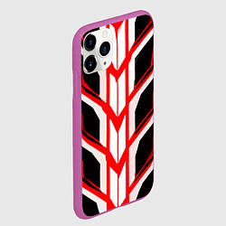 Чехол iPhone 11 Pro матовый Красные полосы на чёрно-белом фоне, цвет: 3D-фиолетовый — фото 2