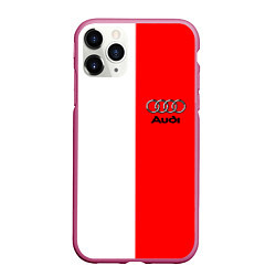 Чехол iPhone 11 Pro матовый AUDI logo полосы, цвет: 3D-малиновый