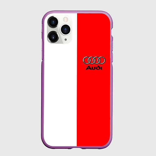 Чехол iPhone 11 Pro матовый AUDI logo полосы / 3D-Фиолетовый – фото 1