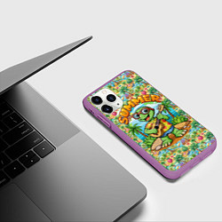 Чехол iPhone 11 Pro матовый Черепаха с гитарой на острове, цвет: 3D-фиолетовый — фото 2