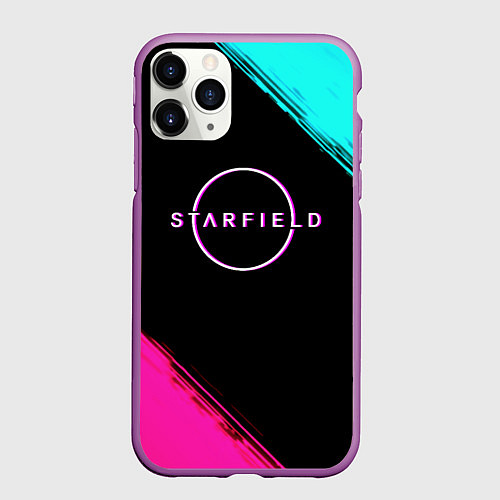 Чехол iPhone 11 Pro матовый Starfield neon / 3D-Фиолетовый – фото 1