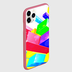 Чехол iPhone 11 Pro матовый Цветные столбы, цвет: 3D-малиновый — фото 2