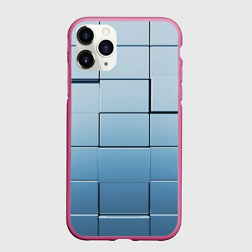 Чехол iPhone 11 Pro матовый Текстура кубы выпуклые / 3D-Малиновый – фото 1