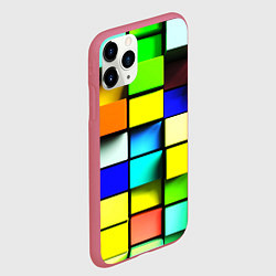 Чехол iPhone 11 Pro матовый Оптические кубы, цвет: 3D-малиновый — фото 2