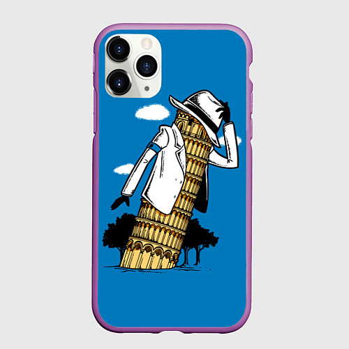 Чехол iPhone 11 Pro матовый Пизанская башня - Майкл Джексон / 3D-Фиолетовый – фото 1