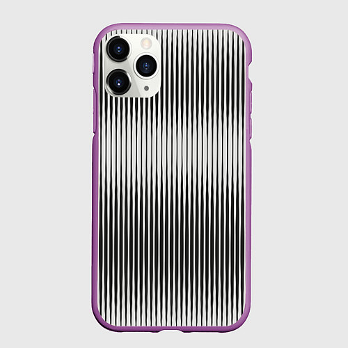 Чехол iPhone 11 Pro матовый Серые вертикальные линии / 3D-Фиолетовый – фото 1