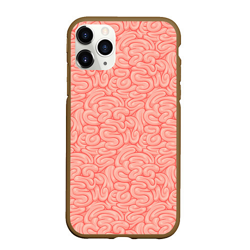 Чехол iPhone 11 Pro матовый Мозги текстура / 3D-Коричневый – фото 1