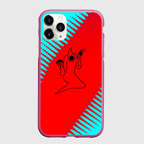 Чехол iPhone 11 Pro матовый Kizaru abstract rap / 3D-Малиновый – фото 1