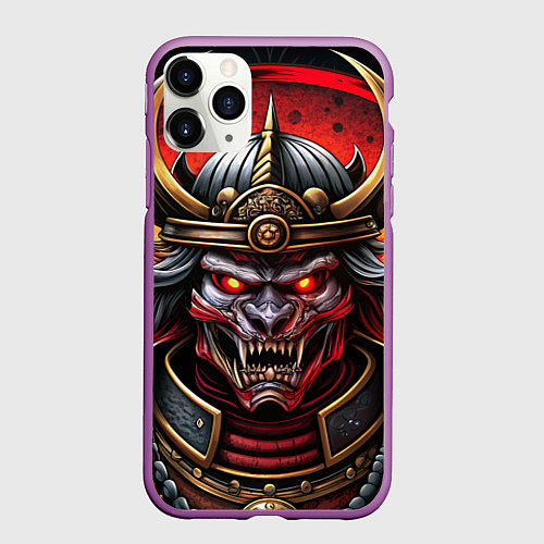 Чехол iPhone 11 Pro матовый Самурай нечеловек свирепый / 3D-Фиолетовый – фото 1